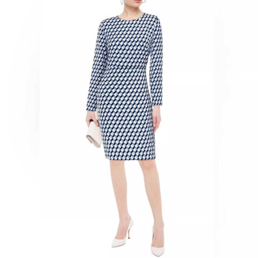 DVF Diane Von Furstenberg Cleo Shift Dress in Harlequin Ivory Print Size 10